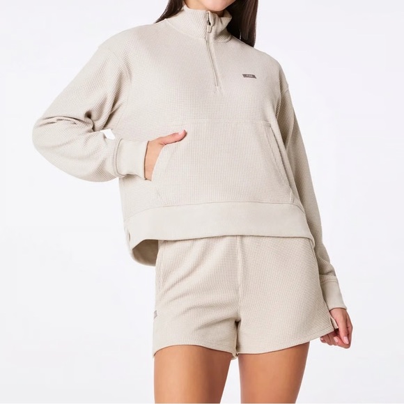 Figs Tops - Figs Beige Waffle Knit Top